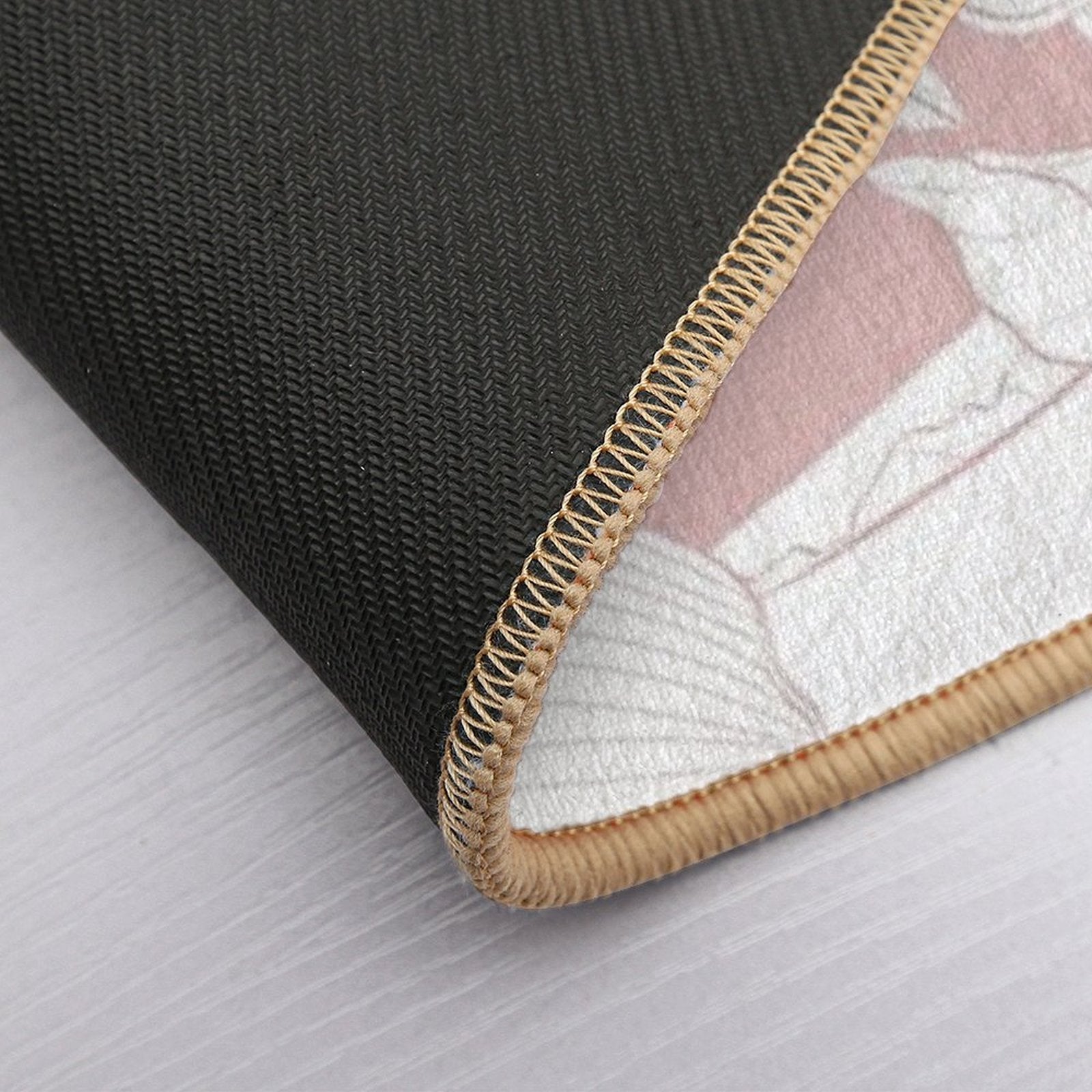 Dogwood Branch with Flowers Seamless Pattern. Cornus Florida.  Line Drawing.  Dirt-Trapping Bath Mat