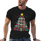 Skull Christmas Tree Funny Mexican Flower Sugar Skull Xmas  Slim-fit Cut T-Shirt