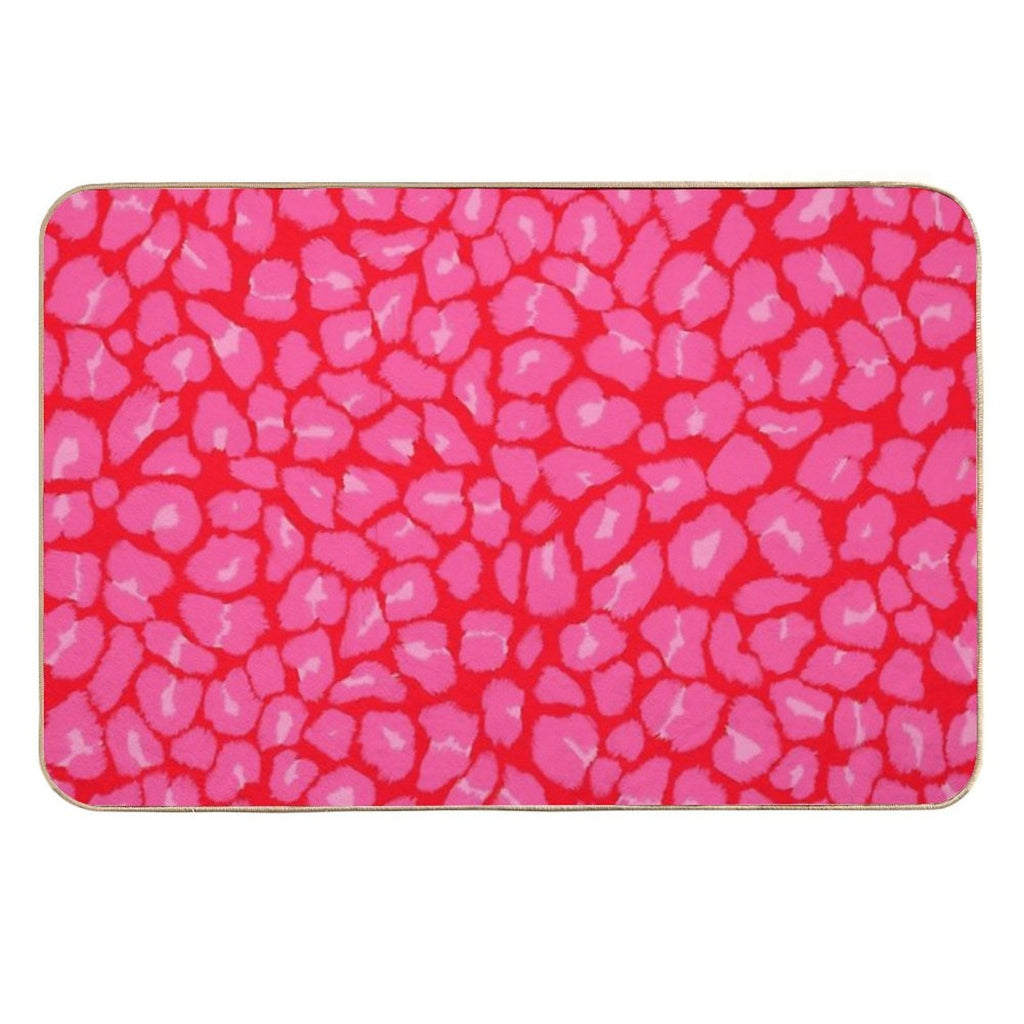 Leopard Print Pink And Red Colours  Eco-Friendly Bath Mat