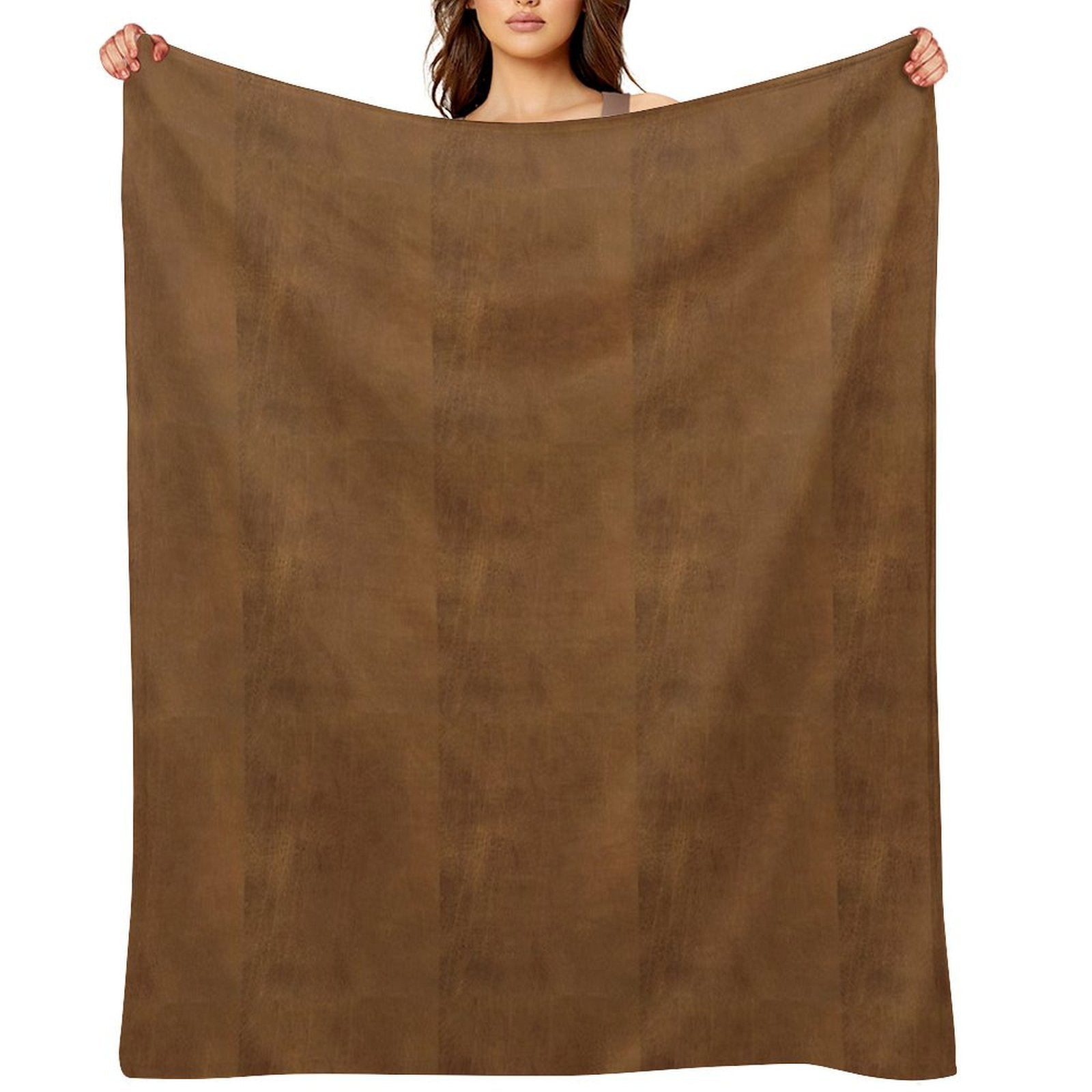 Brown Leather Anti-pilling Throw Blanket