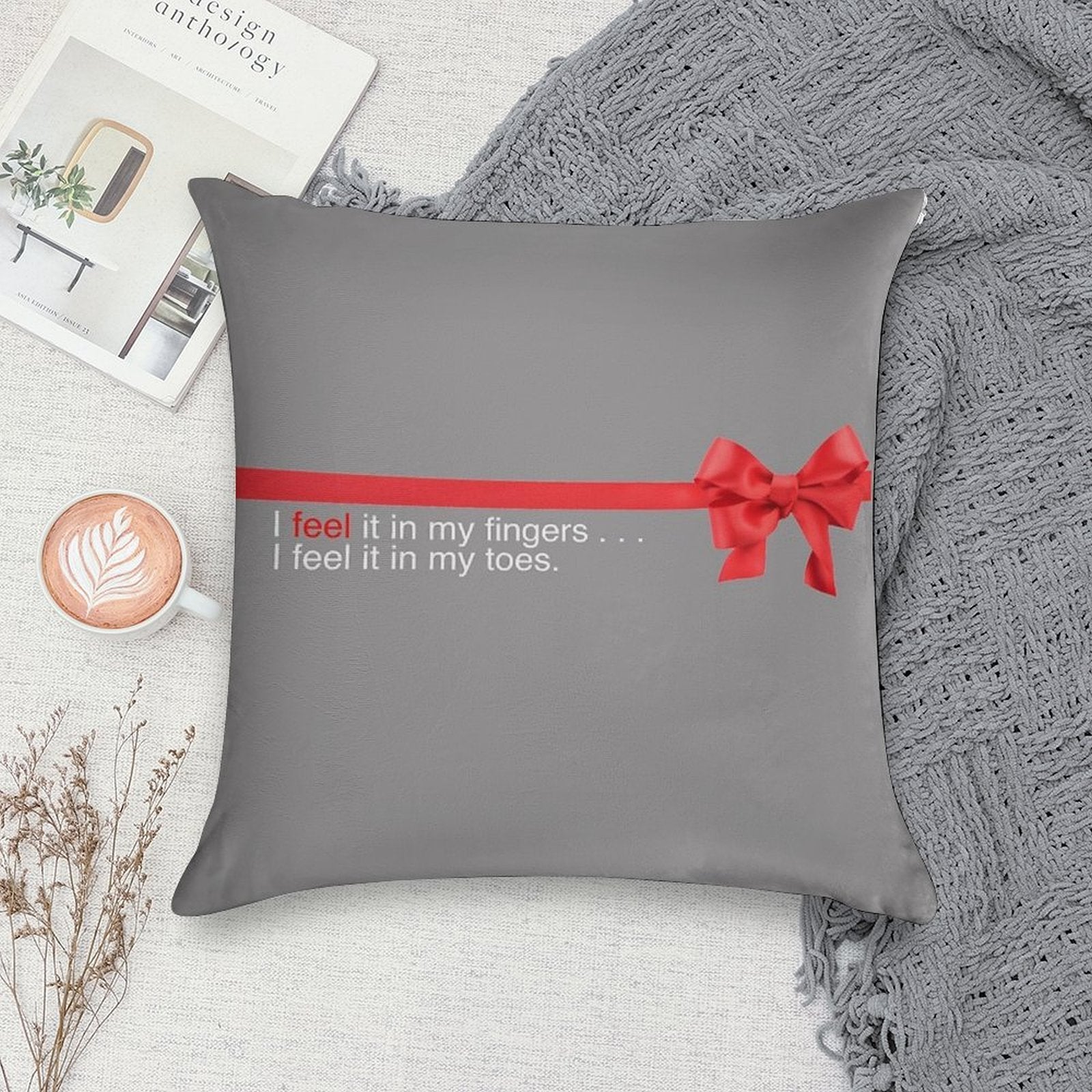 Love Actually - I Feel It in My Fingers, I Feel It in My Toes. Soft Shrink-Resistant Throw Pillow