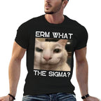Erm What Sigma Cat Meme Funny Memes Internet Memes Joke Mens  Ribbed Collar T-Shirt
