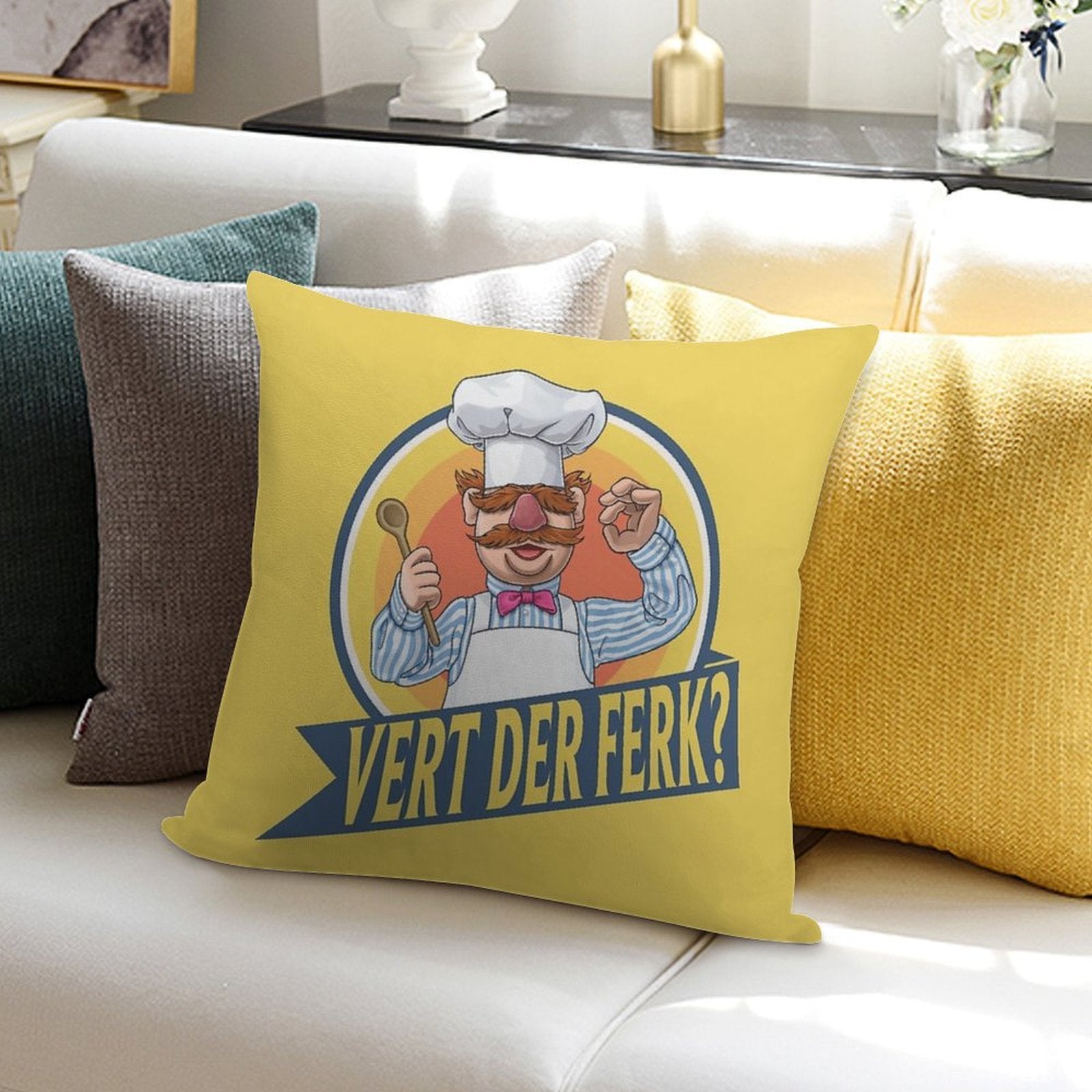 VERT DER FERK Soft High-Density Material Throw Pillow