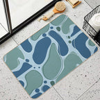 Boho Blue Blob – Minimalist Abstract Fluid Art  Fade-Resistant Bath Mat