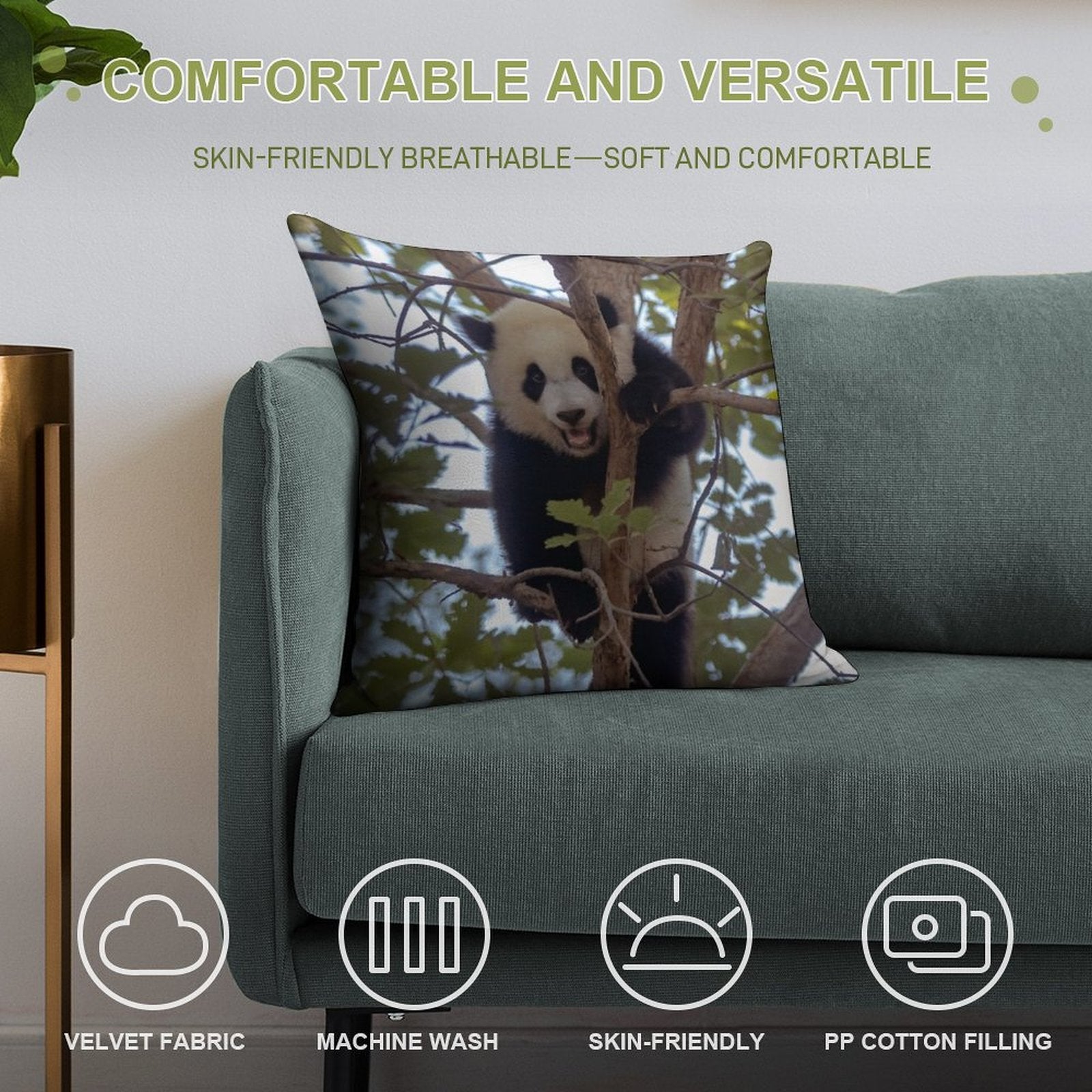 Baby Panda Xiao Qi Ji at The National Zoo Soft High-Density Material Throw Pillow