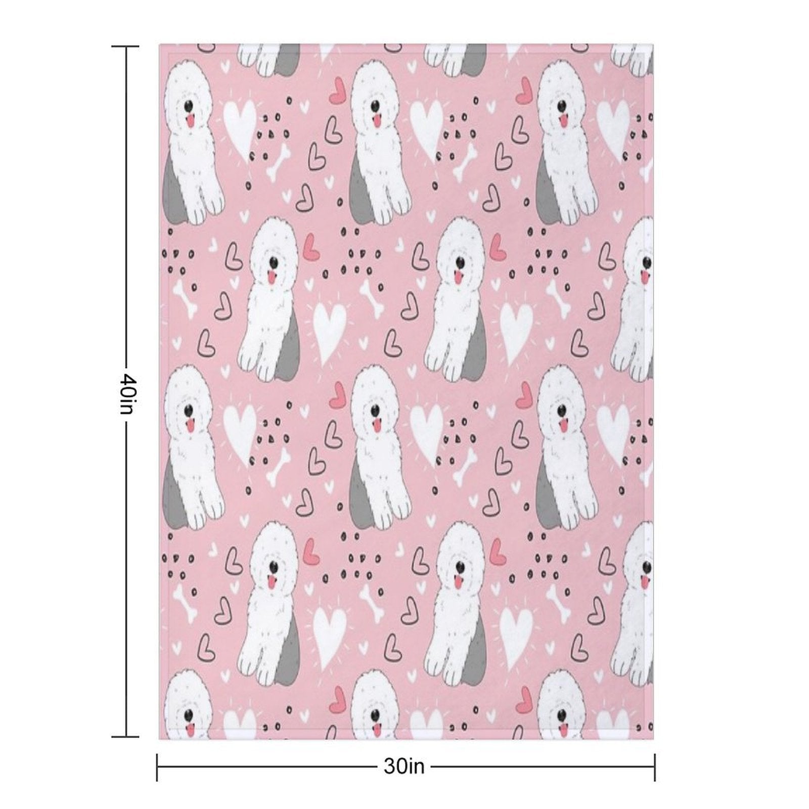 Cute Grey Gray And White Old English Sheepdog Puppy Gift-ready Throw Blanket