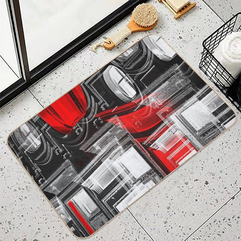 Decorative Red And White  Dirt-Trapping Bath Mat