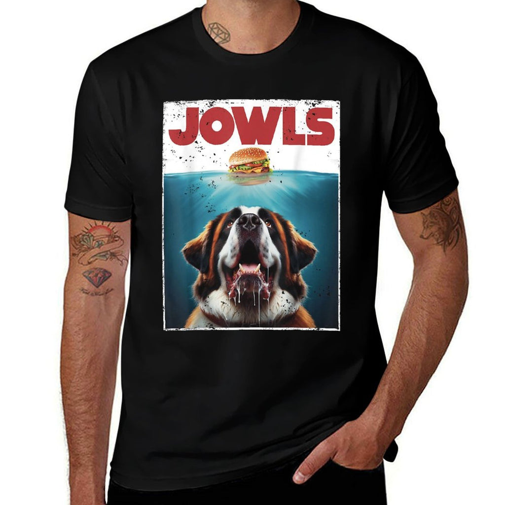 Funny St. Bernard, Jowls Burger, Saint Giant Dog Mom, Dad  Heathered Texture T-Shirt