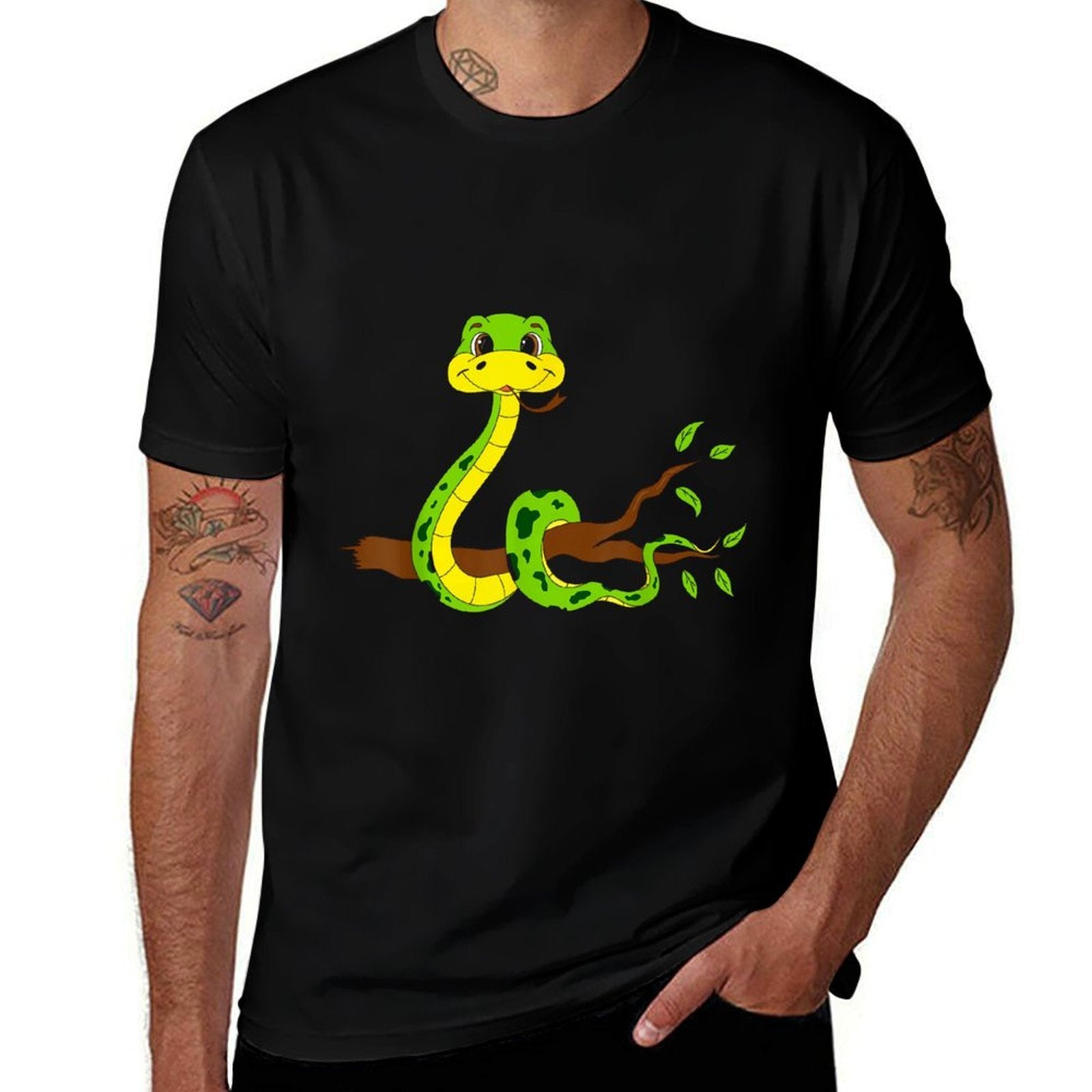 Wild Reptile Animal Kids Gift Snake  High-quality Stitching T-Shirt