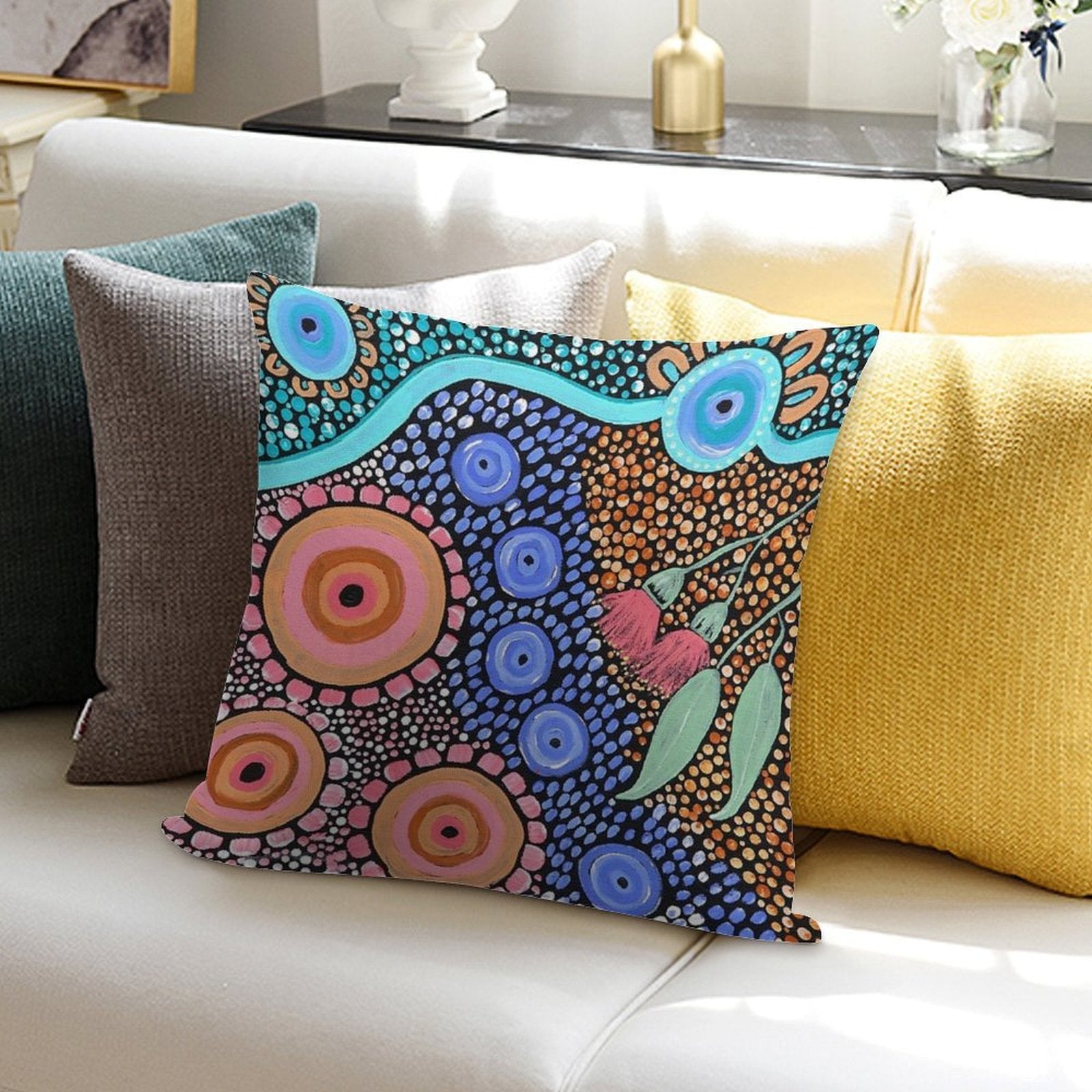 River Gathering Soft Easy Maintenance Throw Pillow