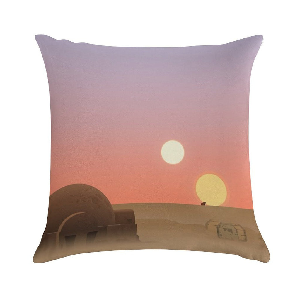 Tatooine Sunset Soft Hidden Zipper Throw Pillow