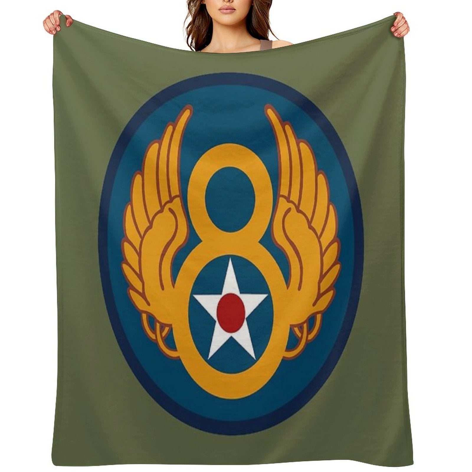 8th Airforce Emblem Eco-conscious Throw Blanket