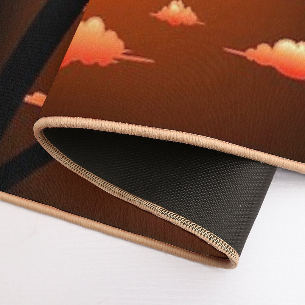 Warm Topical Sunset with Palm Trees  Fade-Resistant Bath Mat