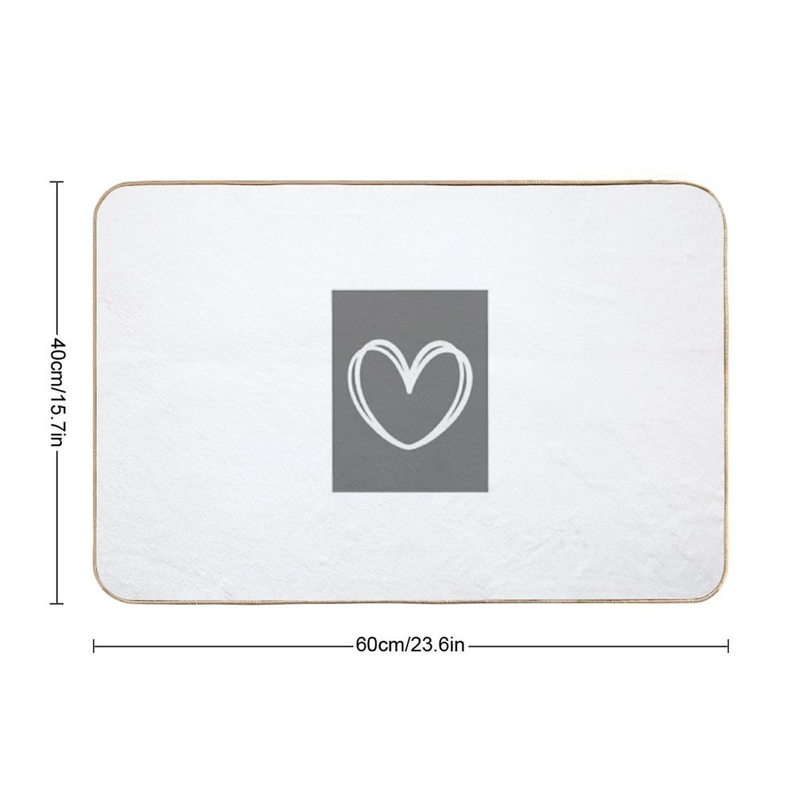 Grey And White Heart  Absorbent Bath Mat