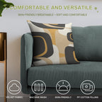 Mid Century Modern Retro Abstract Pattern Muted Charcoal And Ochre Beige Soft Bedroom Essential Throw Pillow