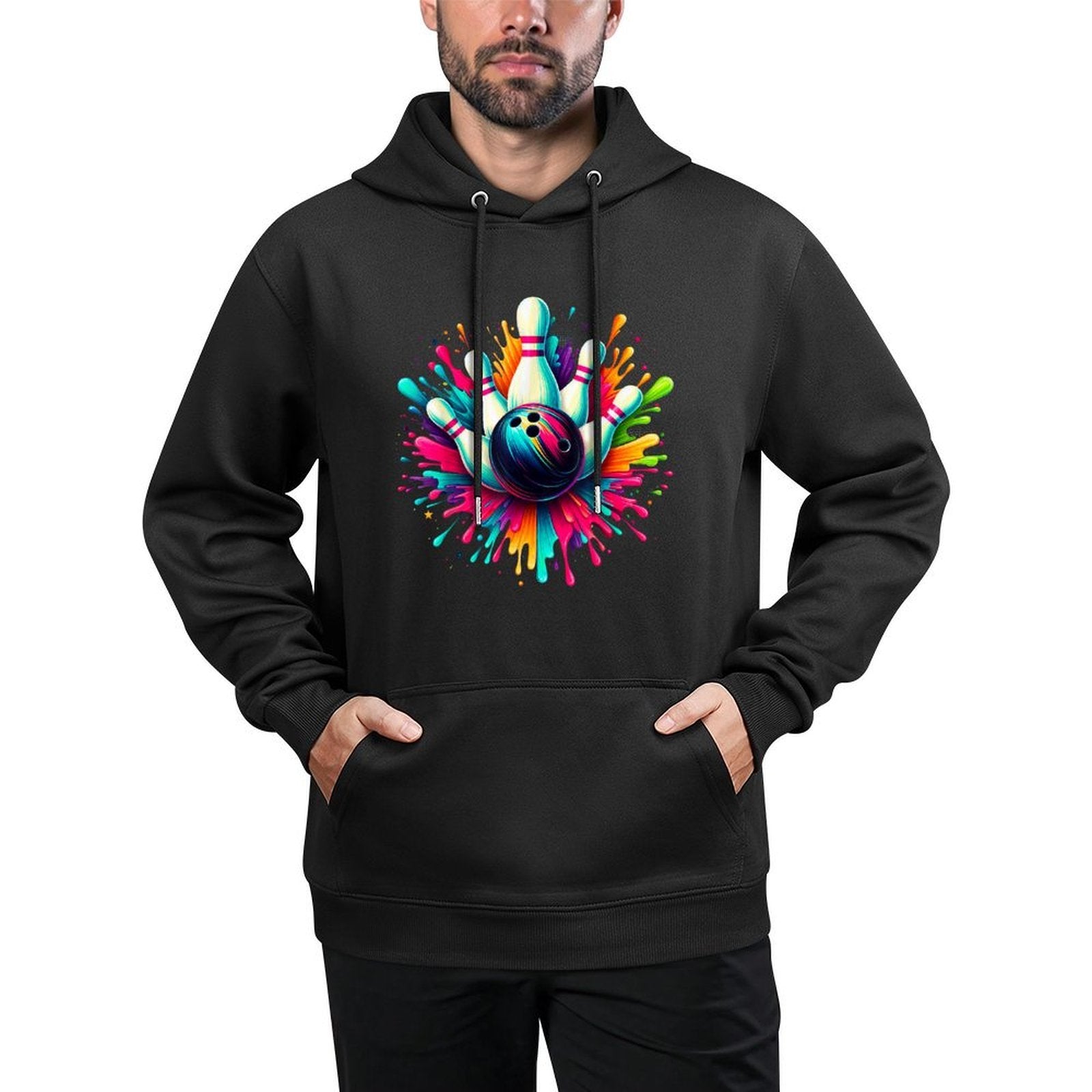 Colorful Bowling Game Day Bowling Cute Colorsplash Ball Customizable Surface Hoodie