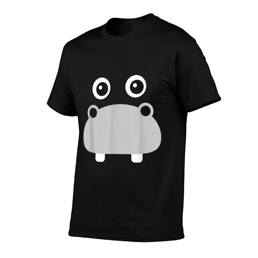 Kawaii Hippo Face Easy Animal Costume  Rolled Sleeves T-Shirt