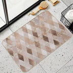 Small Copper And Blush Rose Gold Marble Argyle  Stain-Proof Bath Mat