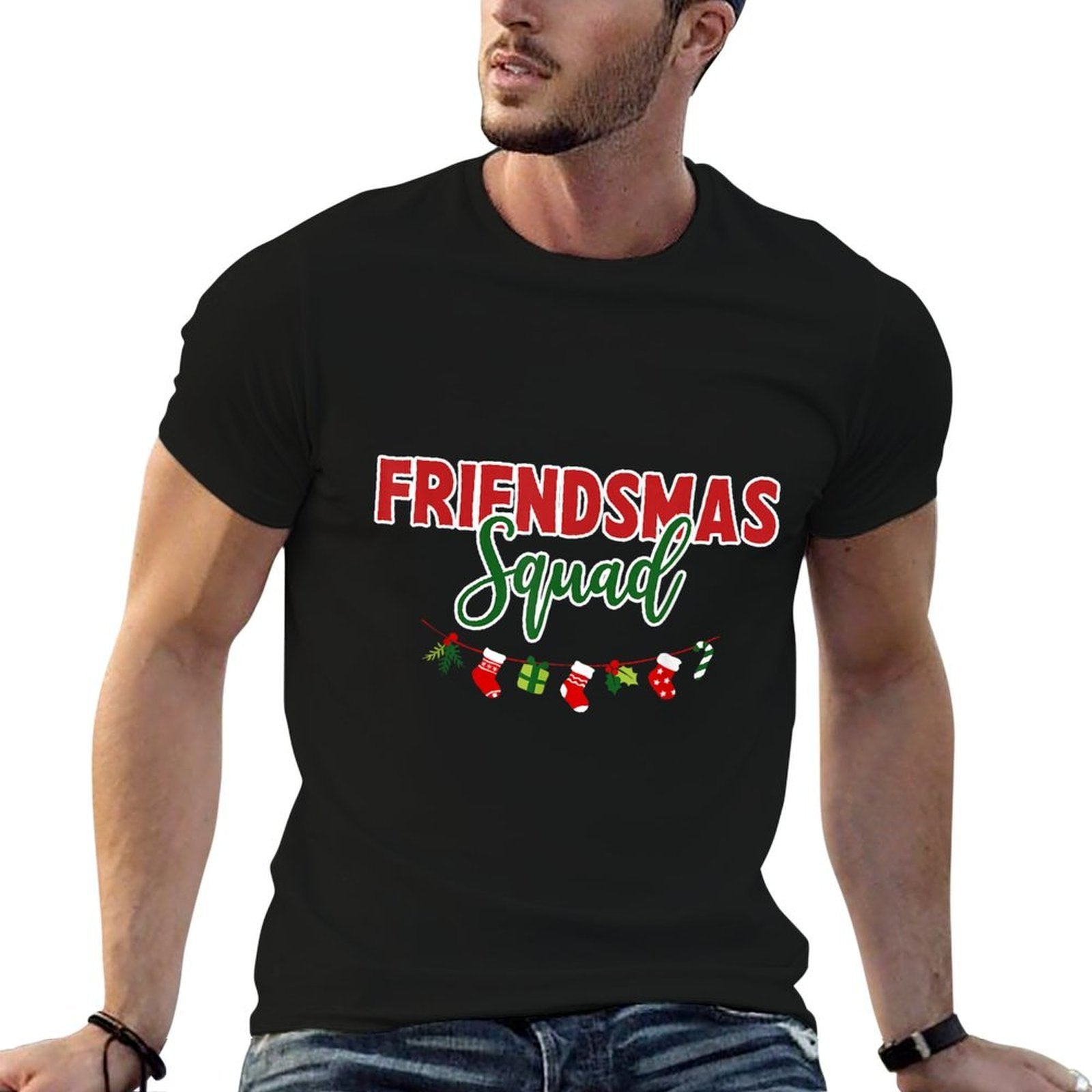 Friendsmas Squad Christmas Matching Friends Besties Groups  Polyester Blend T-Shirt