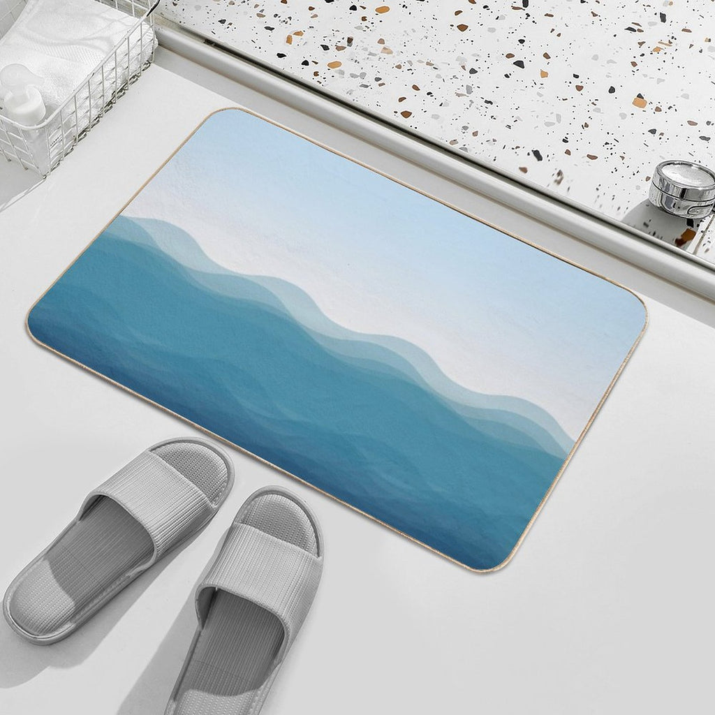 Big Blue Waves Seamless Pattern  Long-Lasting Bath Mat