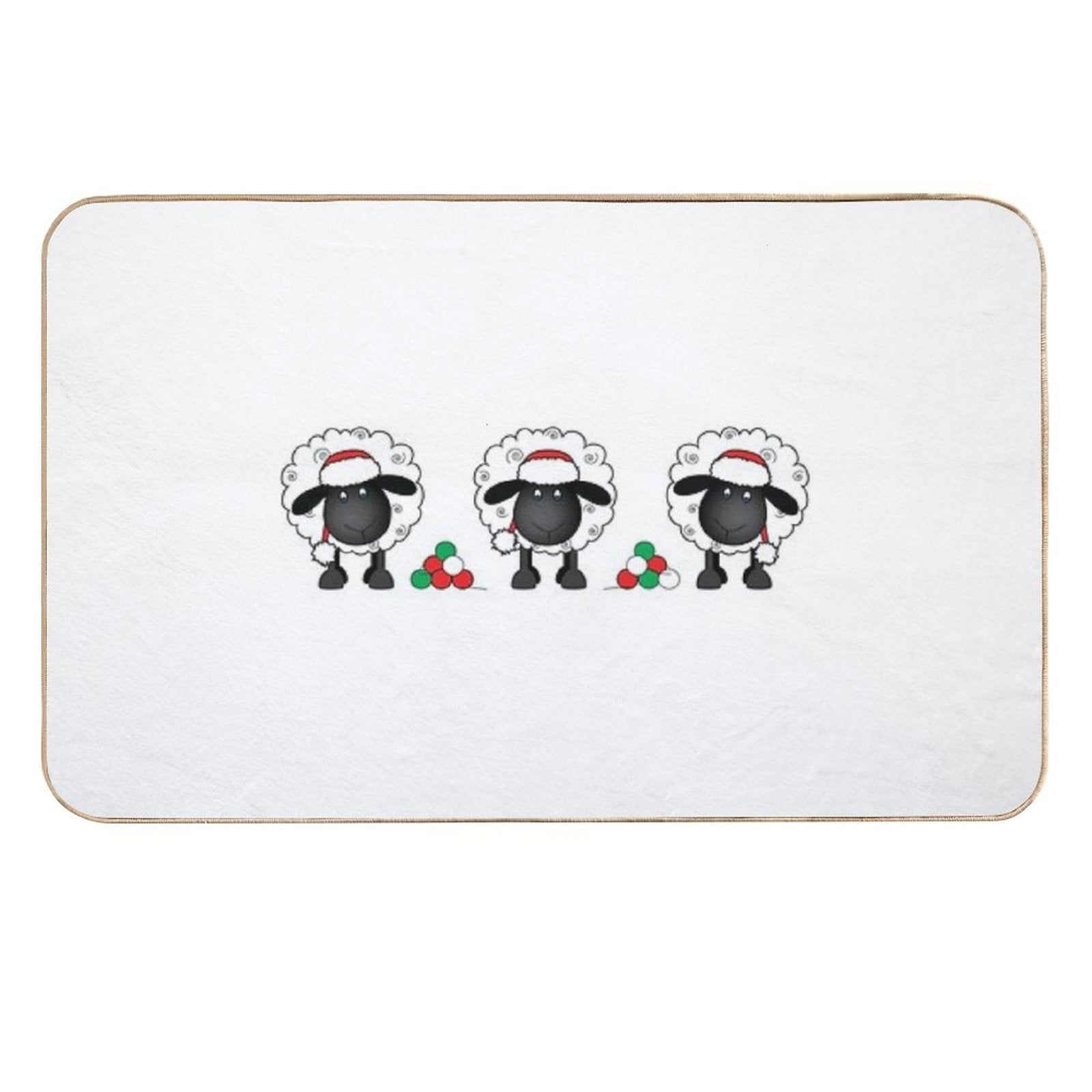 Christmas Sheep Trio With Wool - Shelby  Toxin-Free Bath Mat