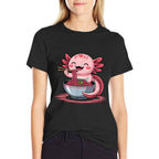 Funny Axolotl Noodle Gifts Anime Kawaii Axolotl Eating Ramen  Tagless Design T-Shirt