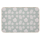 Mid Century Modern Flowers & Leaves, Cute Retro Pattern, Gray Teal  Non-Slip Bath Mat