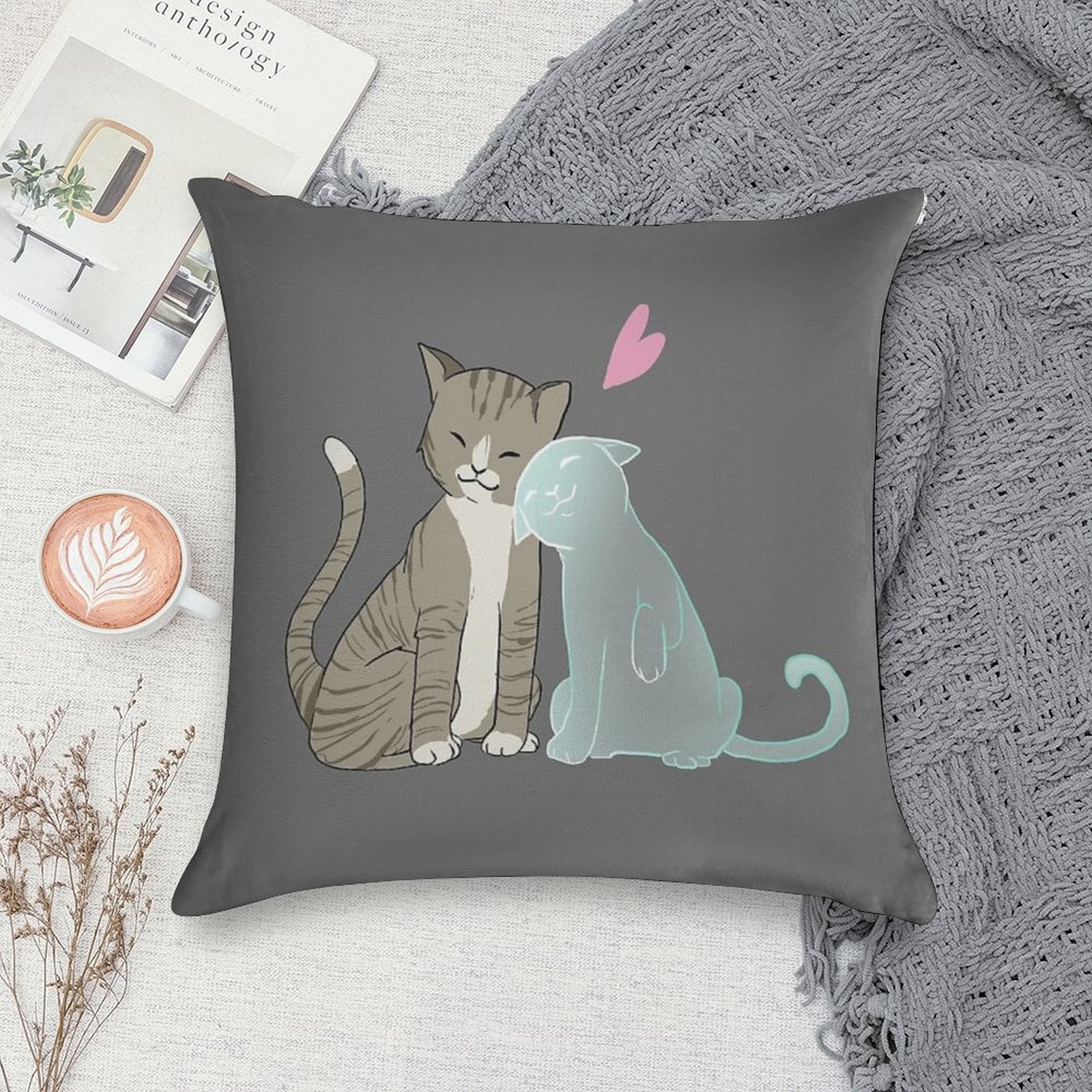 Cat Love Soft Shrink-Resistant Throw Pillow