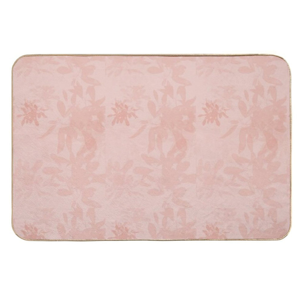 Pink Leaves And Plants Background Durable Bath Mat