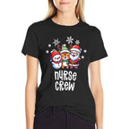 Christmas Nurse Crew Santa Snowman Holiday RN NICU PICU  Oversized Silhouette T-Shirt