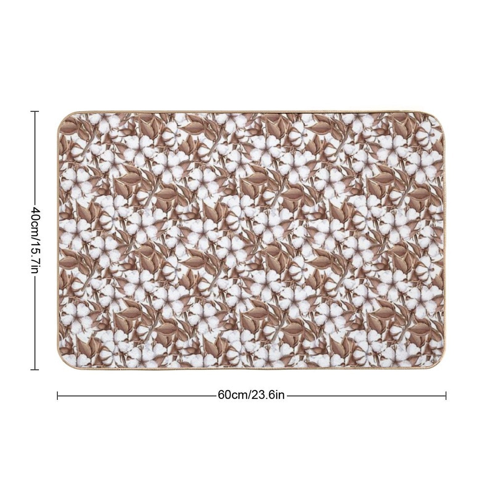 Cotton Flowers, Seamless Pattern  Easy To Clean Bath Mat