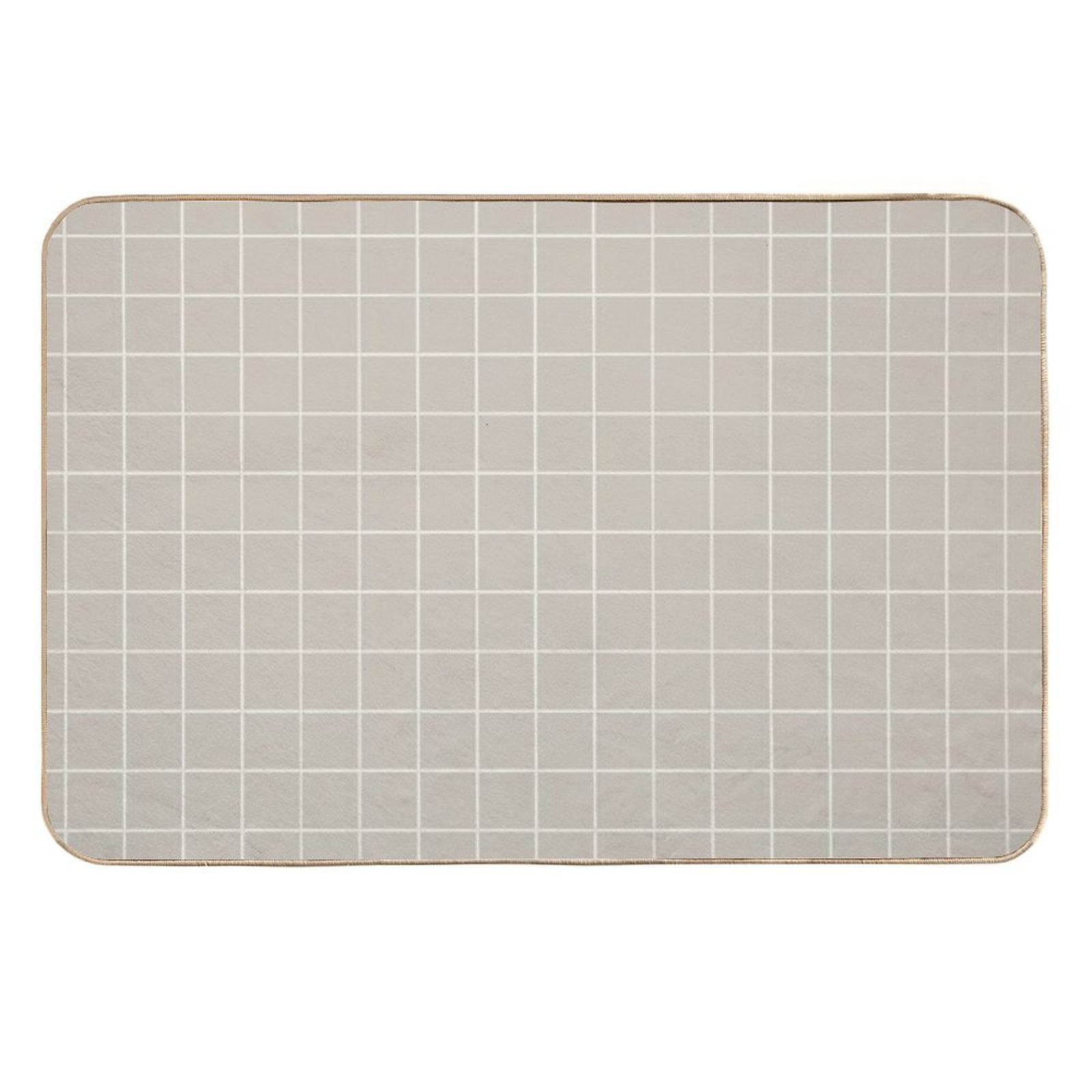 Beige Cream Tile Grid Pattern Pairs 2023 Color of The Year Blank Canvas D_C-003  Rapid-Drying Bath Mat