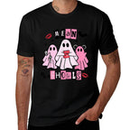 Cute Ghost Mean Ghouls Funny Halloween Costume Spooky Season  Ribbed Collar T-Shirt