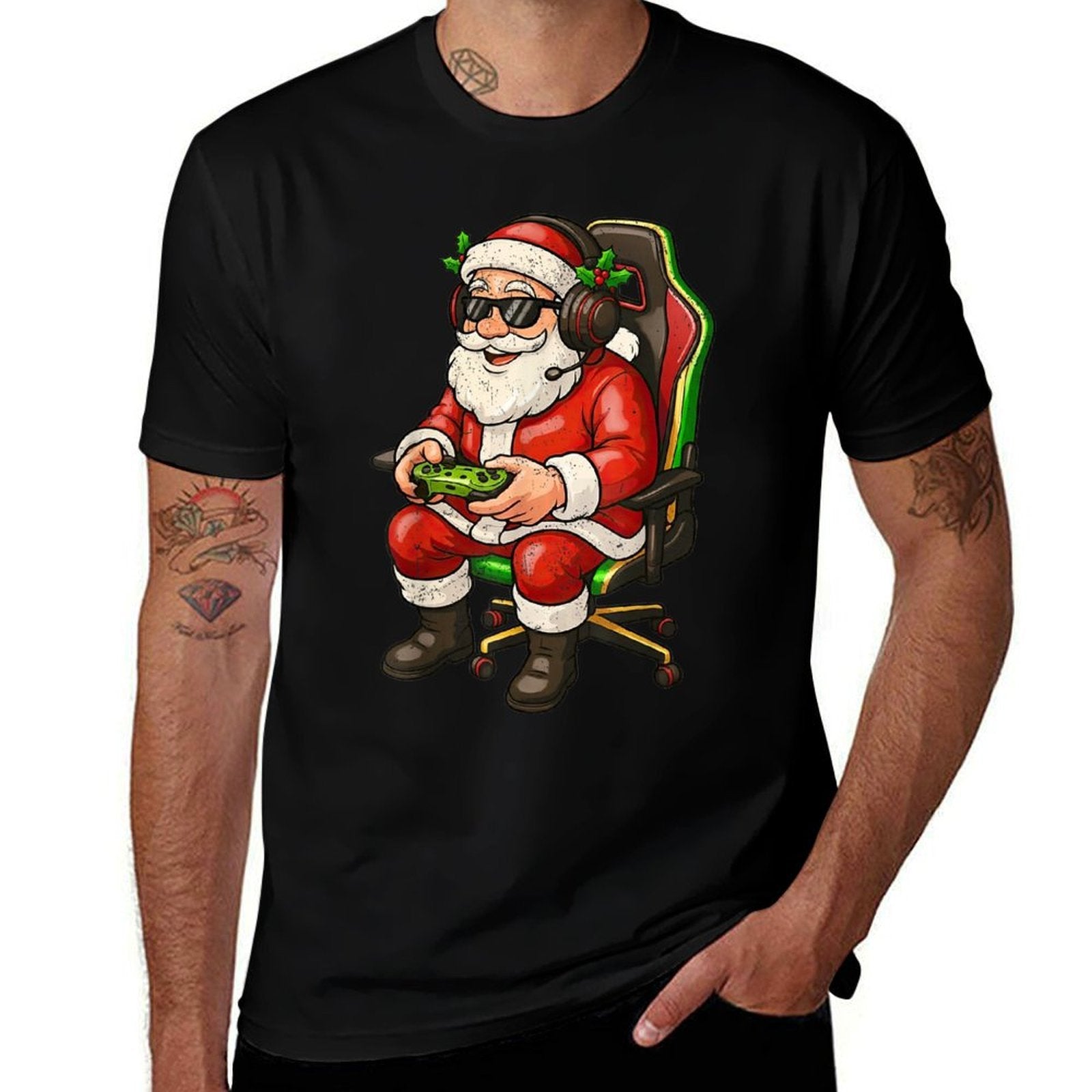 Retro Graphic Santa Play Game Gaming Christmas Xmas Men Boy  Odor-resistant T-Shirt