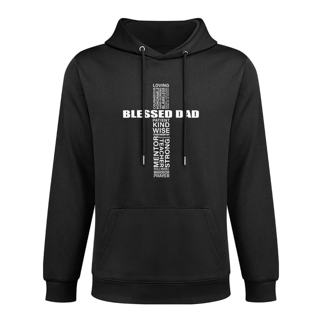 Mens Christian Blessed Dad Cross Fathers Day Best Dad Relaxed Fit Hoodie