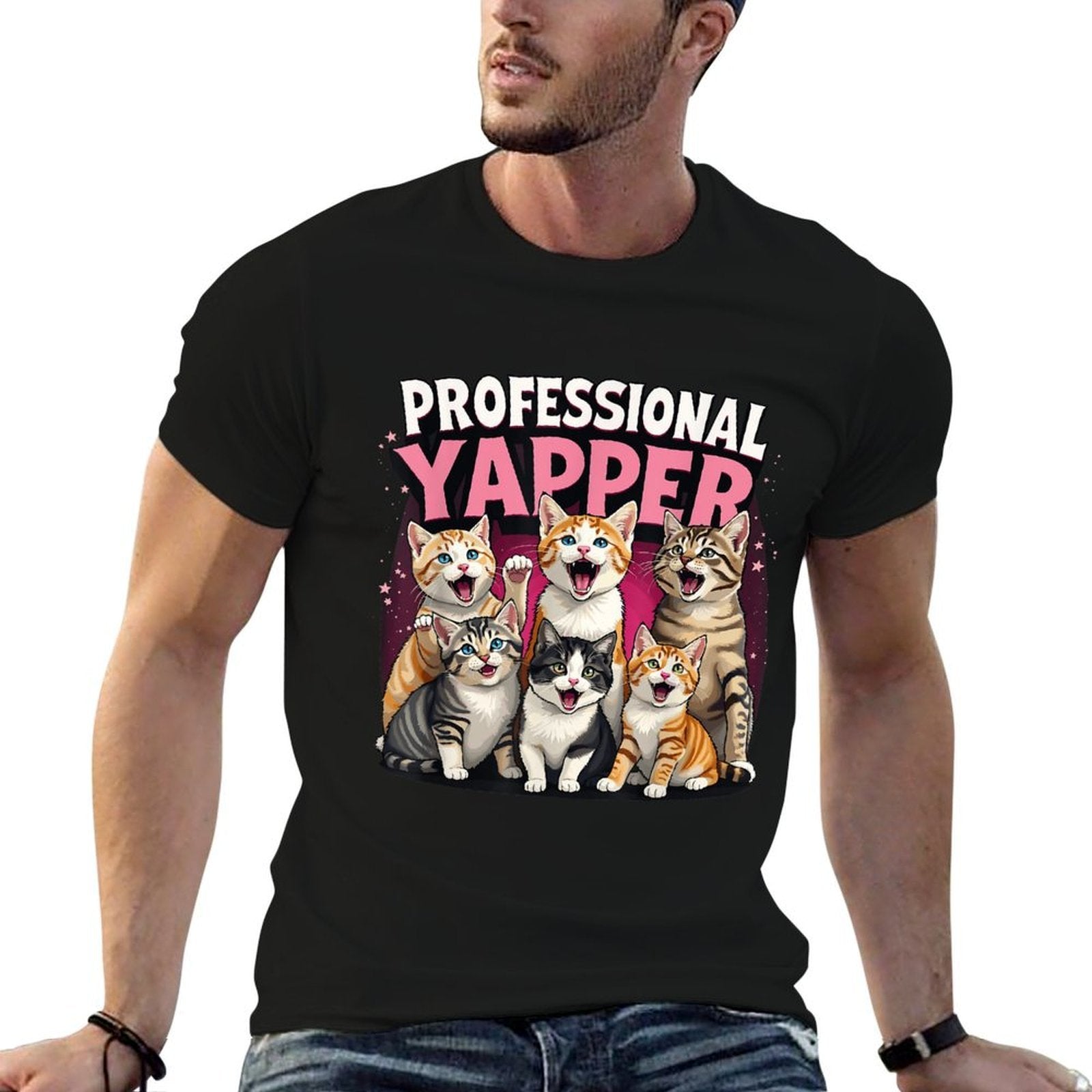 Professional Yapper Funny Cat Meme for Men Women  Slim-fit Cut T-Shirt