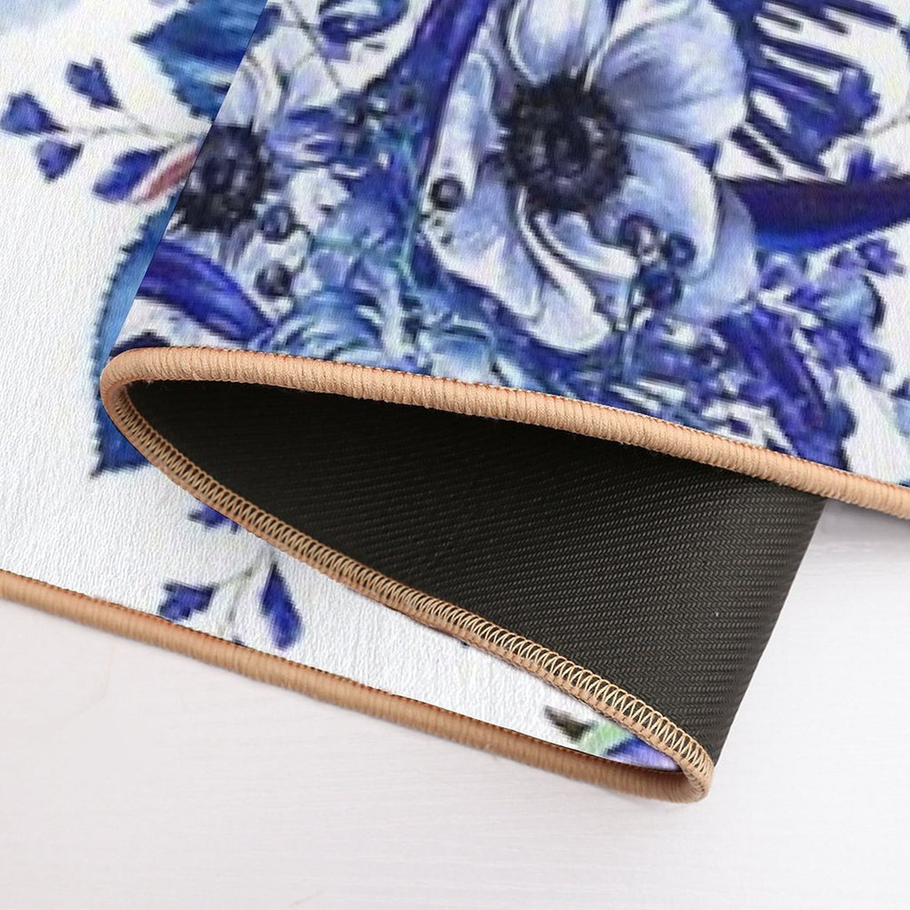 Blue Floral Design  Pet-Safe Bath Mat