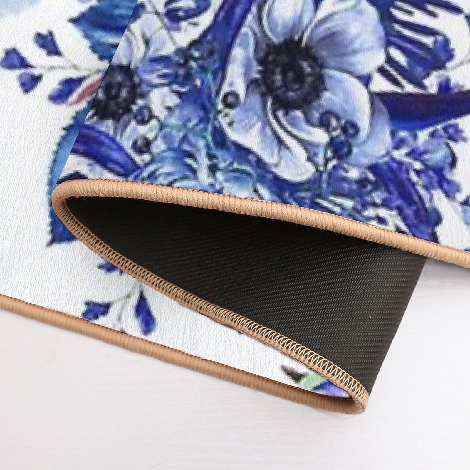 Blue Floral Design  Pet-Safe Bath Mat