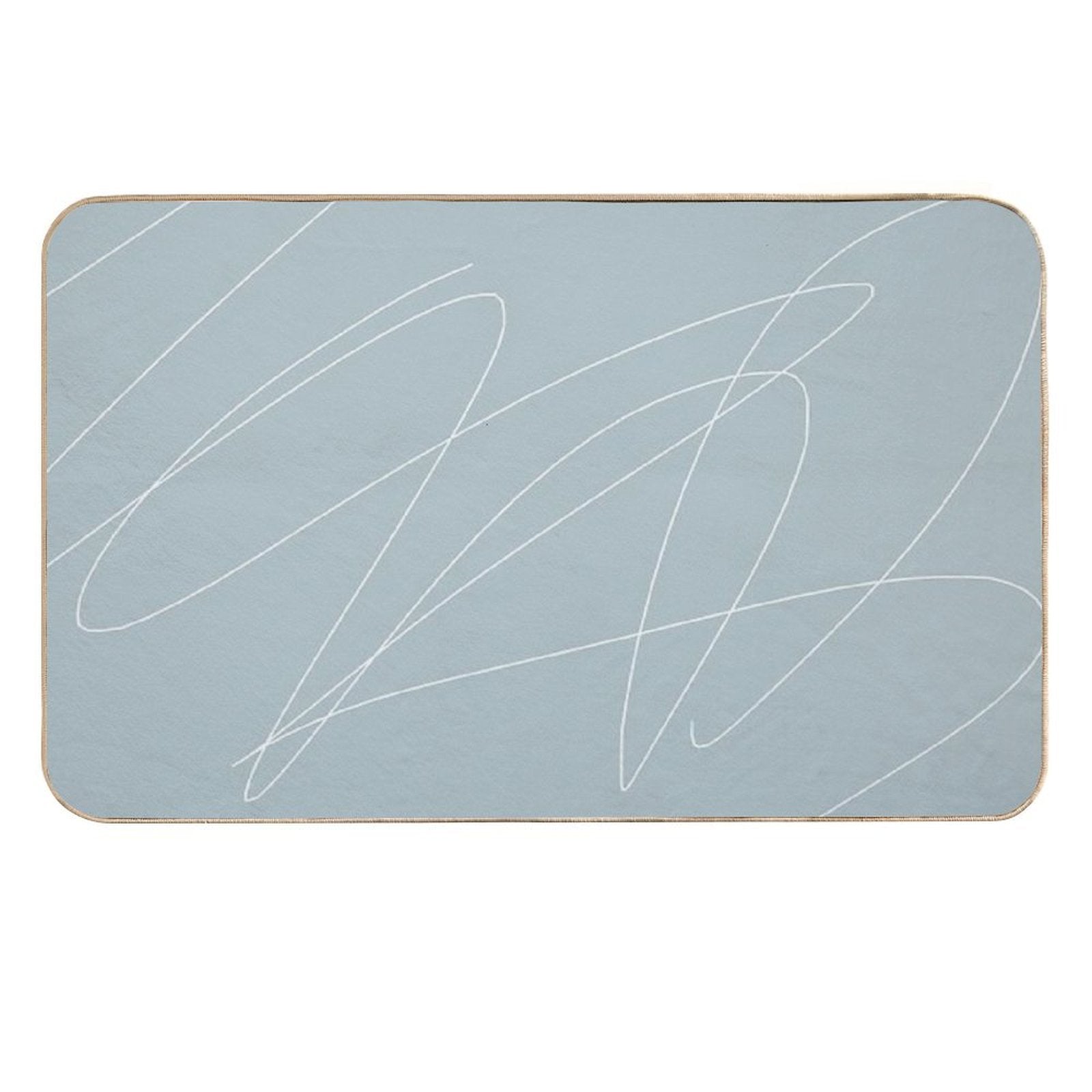 Pastel Soft Pale Grey Blue with White Scribbles Original Art  Long-Lasting Bath Mat