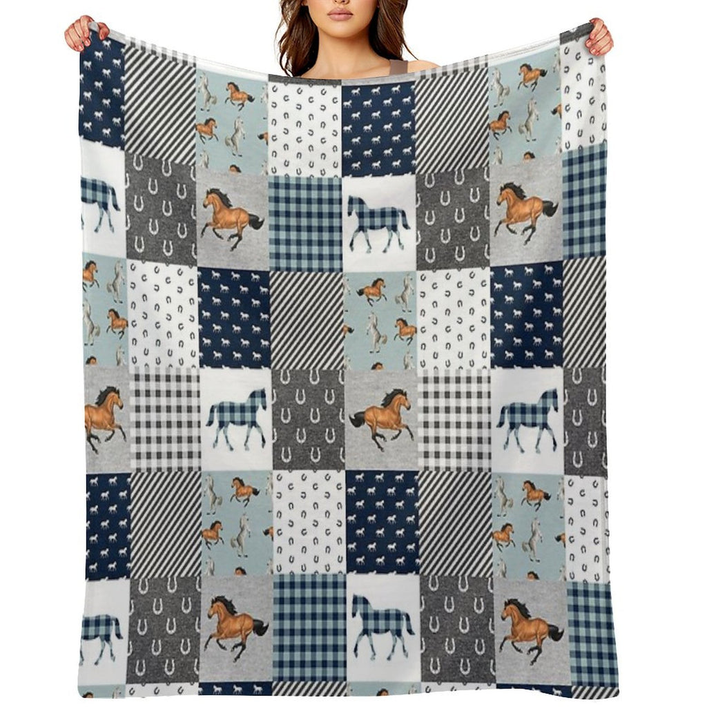 Horse Animal Plaid Versatility Throw Blanket