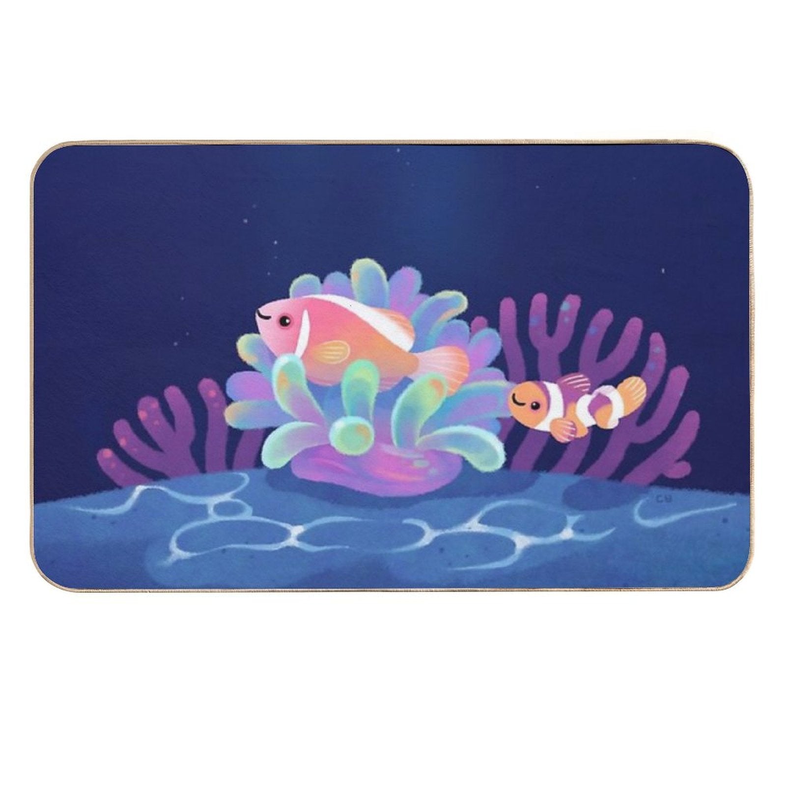 Pink Skunk Clownfish  Non-Slip Bath Mat