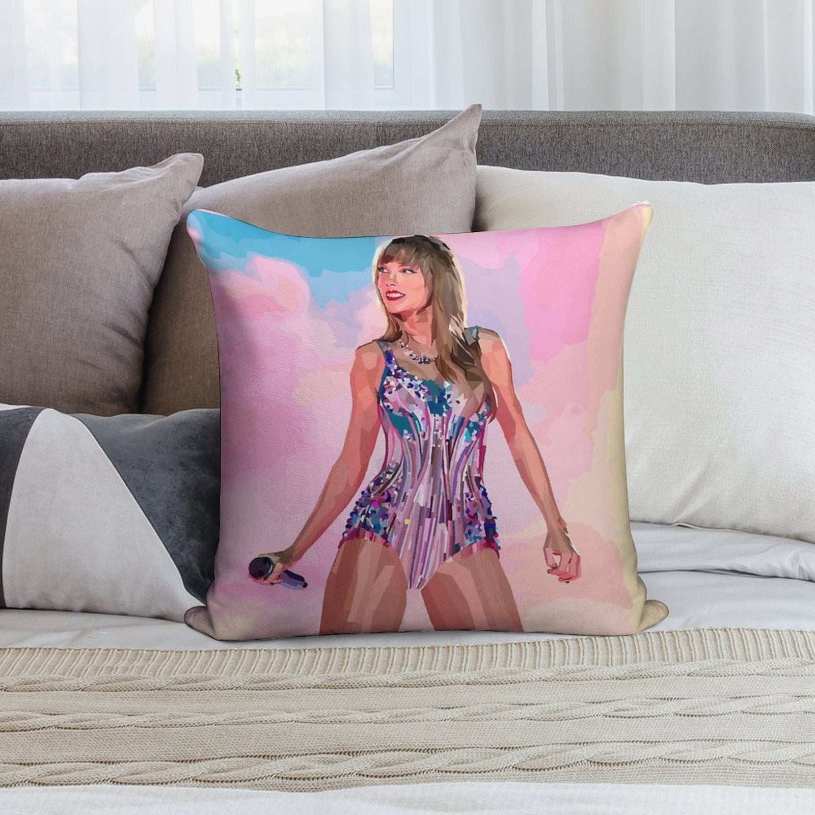 Taylor Swift Lover - Poly Portrait Soft Shrink-Resistant Throw Pillow