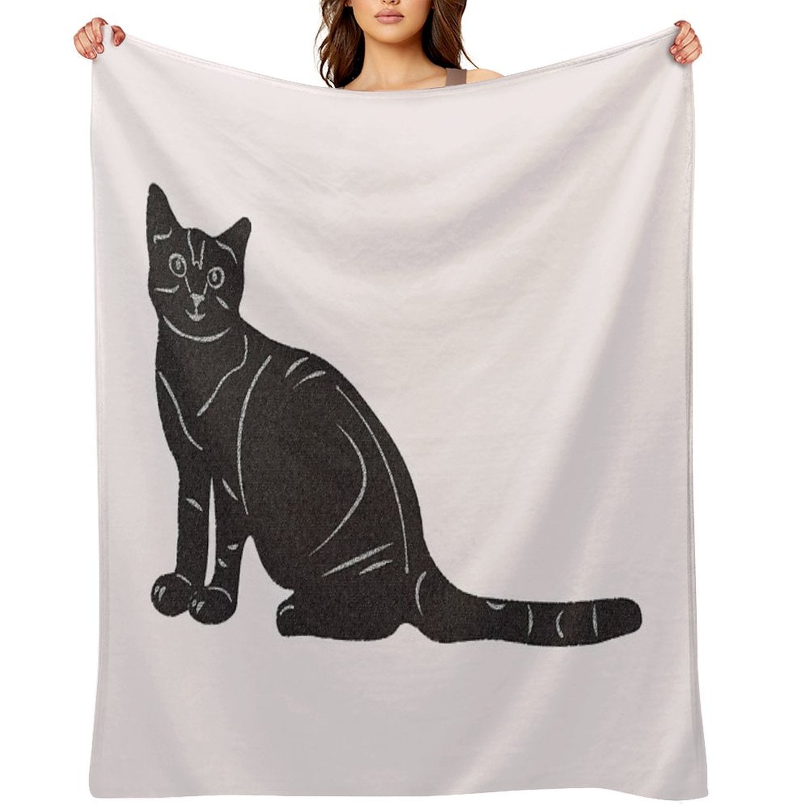 Grey Tabby Cat Gifts For Textile Craft Lovers Durable Throw Blanket