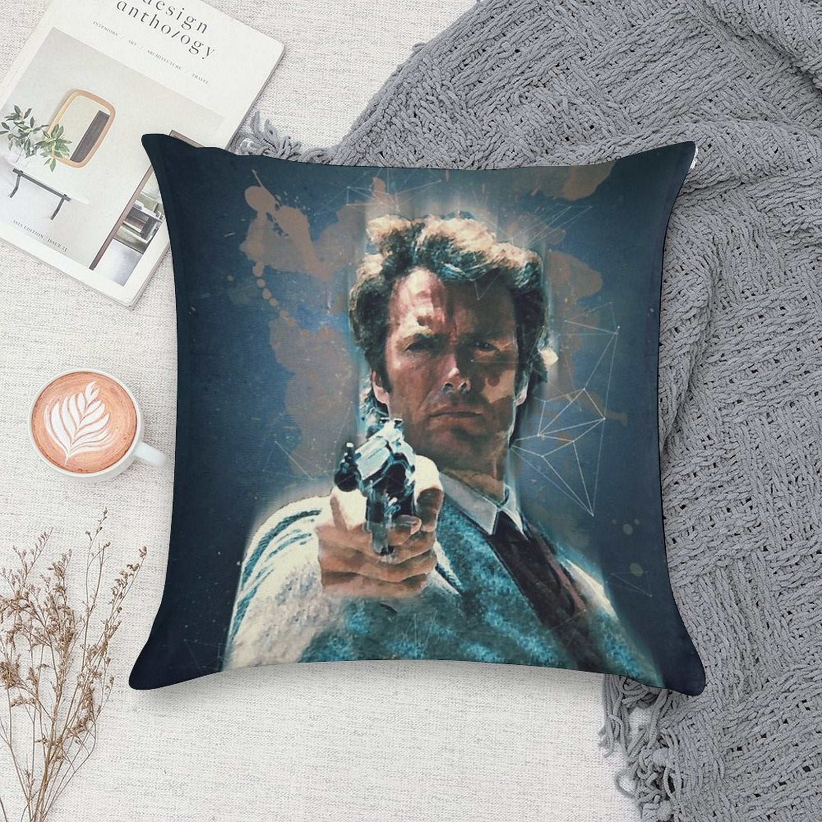 Dirty Harry Vintage Art Soft Warmth Comfort Throw Pillow