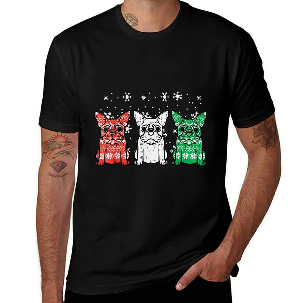 Christmas French Bulldogs Xmas Frenchie Dog Men Women Kids  Lightweight T-Shirt