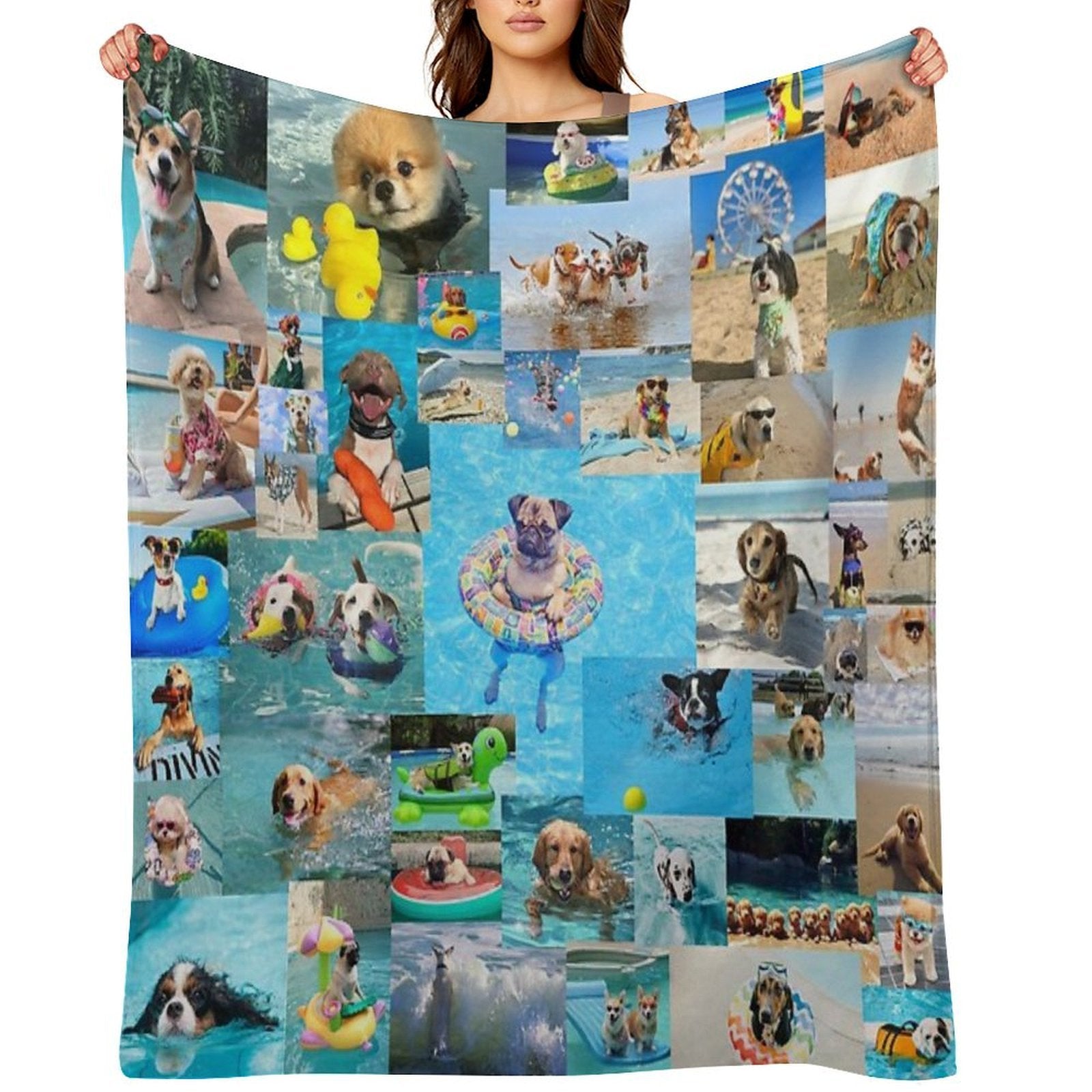 Summer Fun Dog Collage Gift-ready Throw Blanket