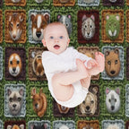Wildlife Parade Colorful Animal Crochet Seamless Pattern Gift-ready Throw Blanket