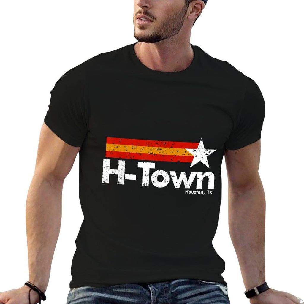 H Town Houston Texas  Heathered Texture T-Shirt