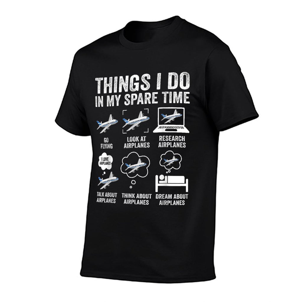 Funny Airplanes Lover Things I Do In My Spare Time Airplane  Heathered Texture T-Shirt