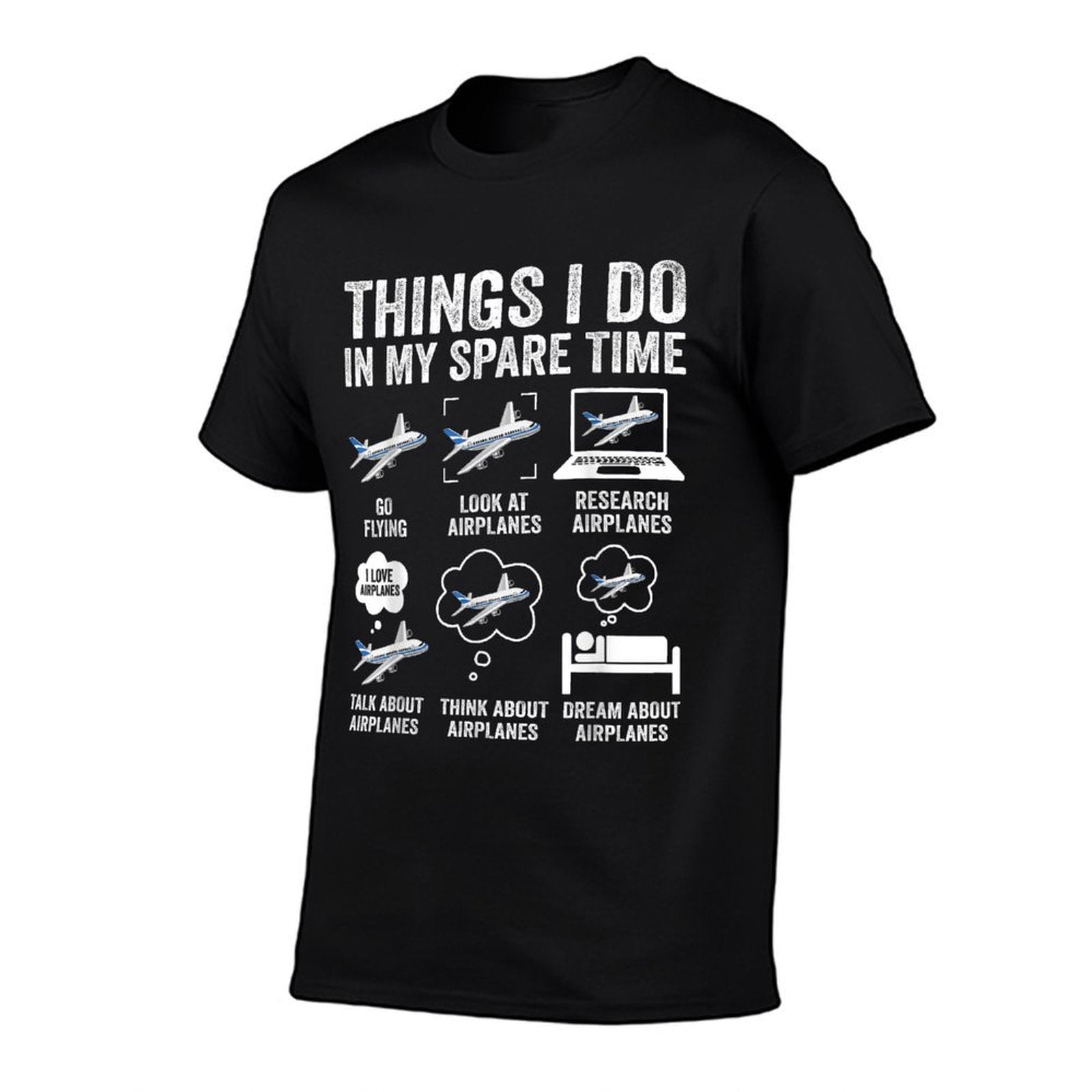 Funny Airplanes Lover Things I Do In My Spare Time Airplane  Heathered Texture T-Shirt